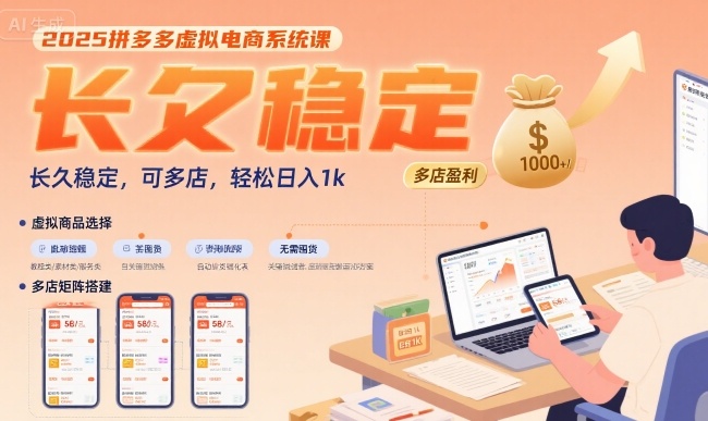 2025拼多多虚拟电商系统课，长久稳定，可多店，轻松日入1k-立业有术