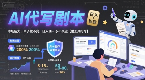 AI代写剧本，市场巨大，单子做不完，日入1k+ 永不失业【附工具指令】-立业有术