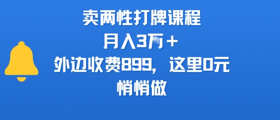 卖两性打牌课程，月入3W+外边收费899的课程，这里0元，悄悄做-立业有术