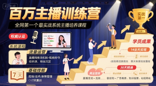 百万主播训练营，全网第一个最实战系统主播培养课程-立业有术