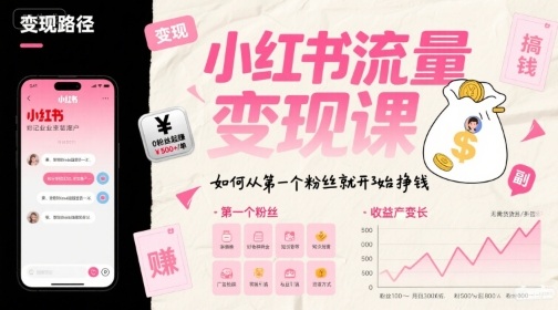 小红书流量变现课，如何从第一个粉丝就开始挣钱-立业有术