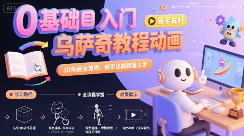 0基础入门乌萨奇教程动画，3D动画全流程，新手也能跟着上手-立业有术