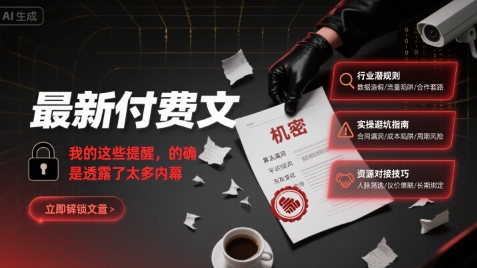 最新付费文：我的这些提醒，的确是透露了太多内幕-立业有术