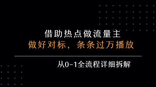 借力热点，乘顺风车玩流量主，条条过万播放， 每月收益5k+，从0-1全流程详细拆解-立业有术