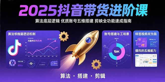 （15571期）2025抖音带货进阶课：算法底层逻辑,优质账号五维搭建,剪映全功能速成指南-立业有术