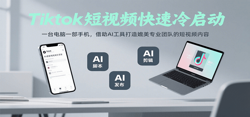 Tiktok短视频快速冷启动，一台电脑一部手机，借助AI工具打造媲美专业团队的短视频内容-立业有术