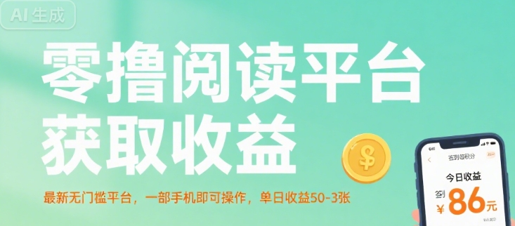 零撸阅读平台获取收益，最新无门槛平台，一部手机即可操作，单日收益50-3张【揭秘】-立业有术