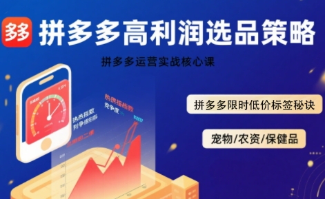 拼多多选品暴利技术实战课，拼多多高利润选品策略，拼多多限时低价标签秘诀-立业有术
