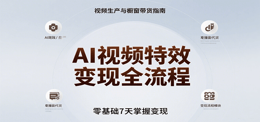 AI视频特效变现全流程，零基础7天掌握视频生产到橱窗带货变现-立业有术
