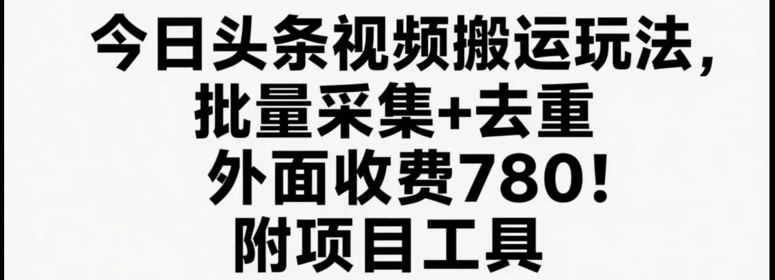 今日头条视频搬运玩法，软件一键去重，轻松日入500+附项目工具-立业有术