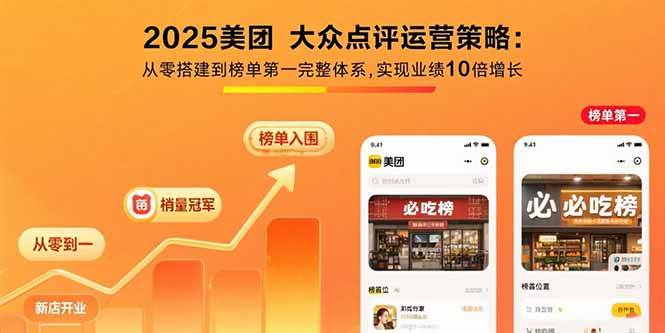 （15602期）2025美团 大众点评运营策略:从零搭建到榜单第一完整体系,实现业绩10倍增长-立业有术