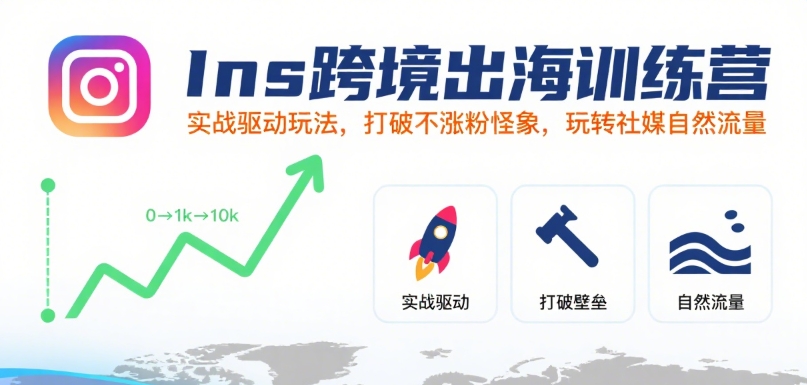 Ins跨境出海训练营，实战驱动玩法，打破不涨粉怪象，玩转社媒自然流量-立业有术