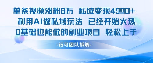 单条视频私域变现4.9k+利用AI做私域玩法 已经开始火热0基础也能做的副业项目轻松上手-立业有术