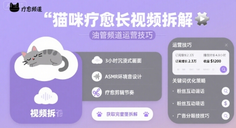 猫咪疗愈长视频拆解 &油管频道运营技巧-立业有术