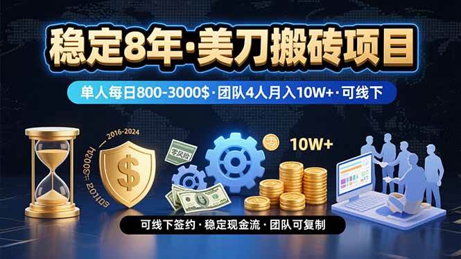 （15632期）稳定8年的美刀搬砖项目，单人每日收益800—3000.团队4人月入10W+.可线下-立业有术