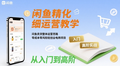 闲鱼精细化运营入门+高阶实战教学，闲鱼卖货整体运营思路，零成本零风险轻创业电商项目-立业有术