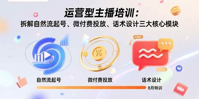 （15654期）运营型主播培训：拆解自然流起号、微付费投放、话术设计三大核心模块-8月-立业有术
