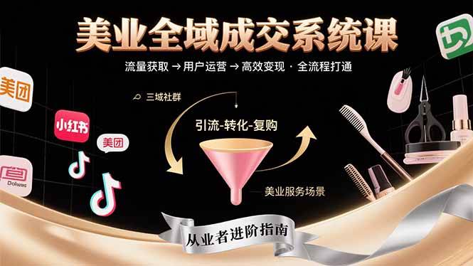 （15650期）美业全域成交系统课程：帮助美业从业者打通从流量获取到高效变现全流程-立业有术