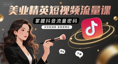 美业精英短视频流量课，掌握抖音流量密码，天天有询单，条条有转化-立业有术