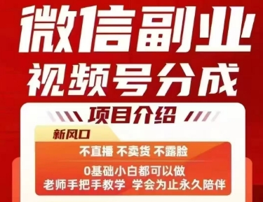 微信副业视频号分成，不直播 不卖货 不露脸，三五分钟即可完成一条作，每日收益几十、几张不等-立业有术