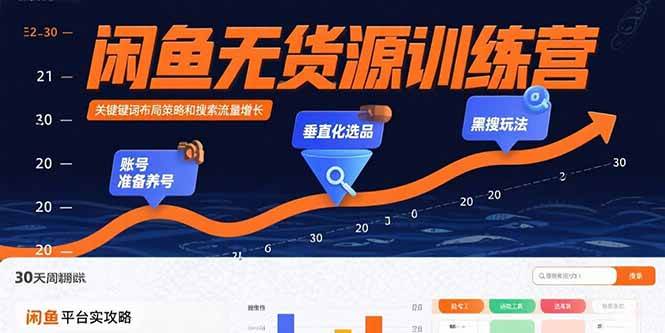 （15698期）闲鱼无货源训练营：账号准备养号/垂直化选品/黑搜玩法，0基础30天盈利指南-立业有术