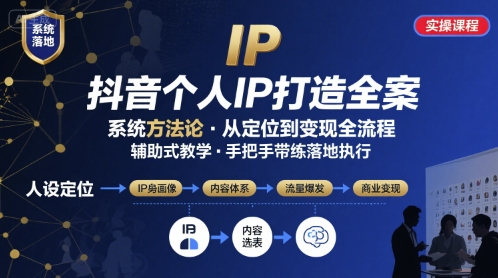 抖音个人IP系统落地实操大课，实操课程，辅助落地-立业有术