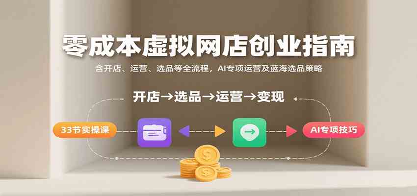 零成本虚拟网店创业指南，含开店、运营、选品等全流程， AI专项运营及蓝海选品策略-立业有术