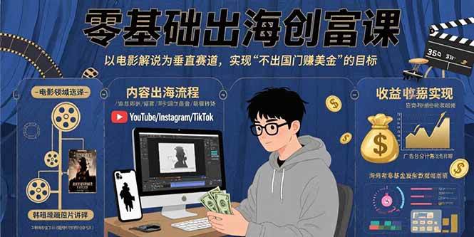 （15709期）零基础出海创富课：以电影解说为垂直赛道，实现不出国门赚美金的目标-立业有术