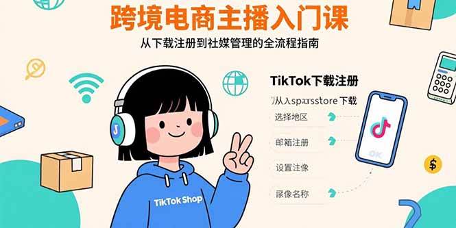 （15708期）跨境电商主播入门课，TikTok下载注册，支付工具配置，社媒账号管理全流程-立业有术