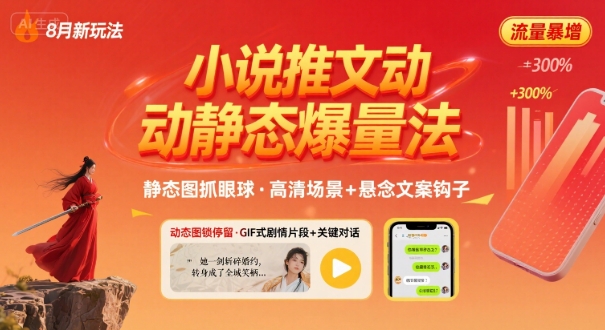 8月小说推文全新玩法，动静态图片+搭配小说文案爆量玩法-立业有术