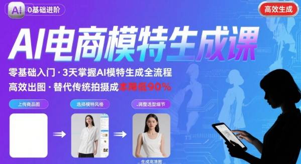 AI模特进阶课程，0基础高效生成逼真电商模特图-立业有术