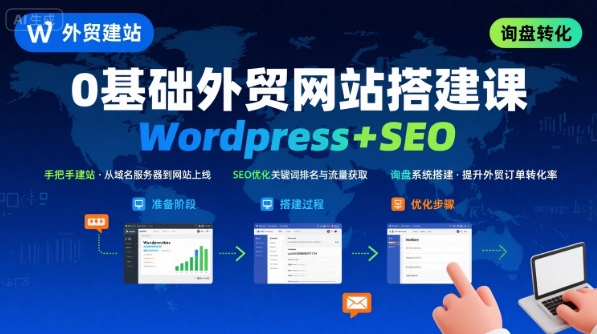 WordPress外贸建站+SEO优化课程，手把手教你从0到1搭建可获得询盘的外贸网站-立业有术
