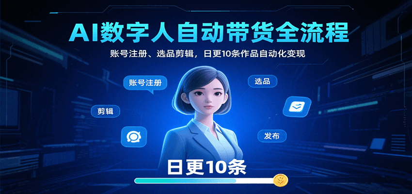 AI数字人自动带货全流程：账号注册、选品剪辑，日更10条作品自动化变现-立业有术