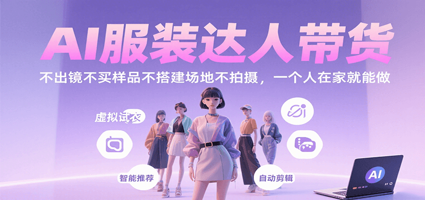 AI服装达人带货，不出镜不买样品不搭建场地不拍摄，一个人在家就能做-立业有术