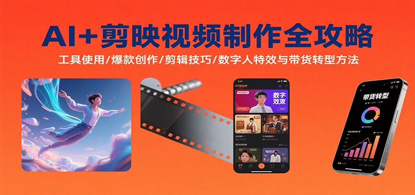 AI+剪映视频制作全攻略：工具使用/爆款创作/剪辑技巧/数字人特效与带货转型方法-立业有术