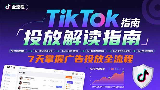 （15753期）TikTok投放解读指南：后台操作/计划建立/模式选择，7天掌握广告投放全流程-立业有术