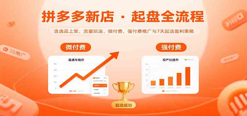 拼多多新店起盘全流程，含选品上架、流量玩法，微付费、强付费推广与7天起店盈利策略-立业有术