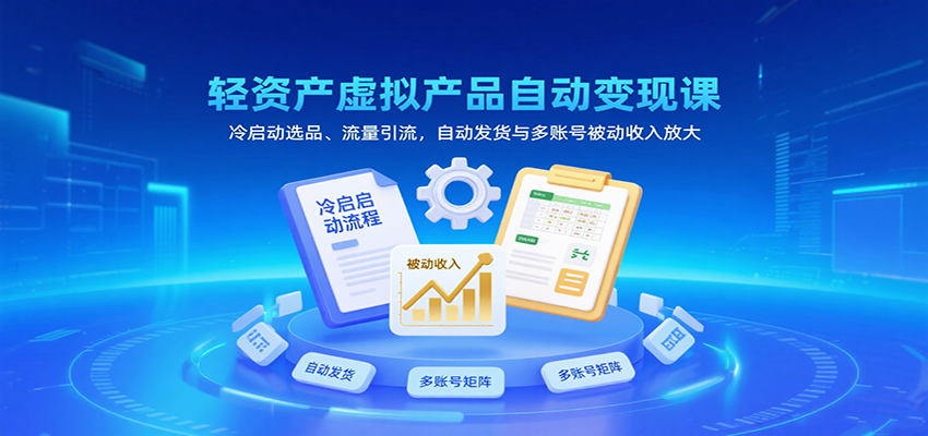 轻资产虚拟产品自动变现课，冷启动选品、流量引流，自动发货与多账号被动收入放大-立业有术