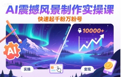 AI震撼风景制作实操课，快速起千粉万粉号-立业有术