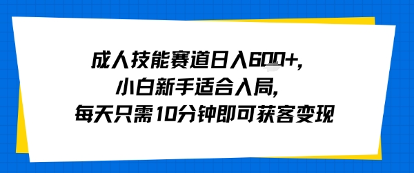 成人技能赛道日入多张，小白新手适合入局，每天只需10分钟即可获客变现-立业有术