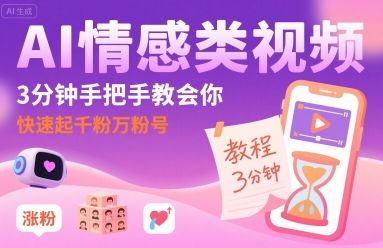 AI情感类视频，3分钟手把手教会你，快速起千粉万粉号-立业有术