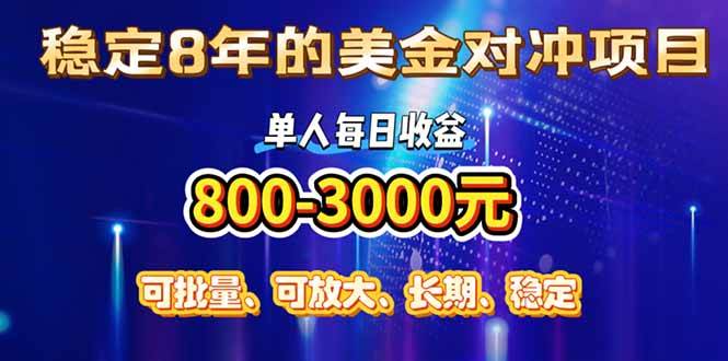 （15782期）稳定8年的美金对冲创业项目，单人每日收益800-3000，小众暴力项目-立业有术