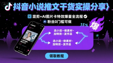 抖音小说推文干货实操分享，混剪+AI图片卡特效爆量全流程，0粉丝0门槛可做-立业有术