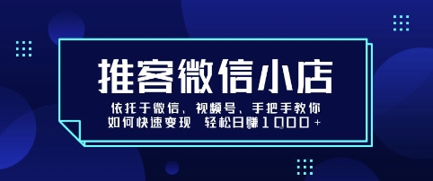 推客微信小店依托于微信、视频号，手把手教你如何快速变现 轻松日入1k+【揭秘】-立业有术