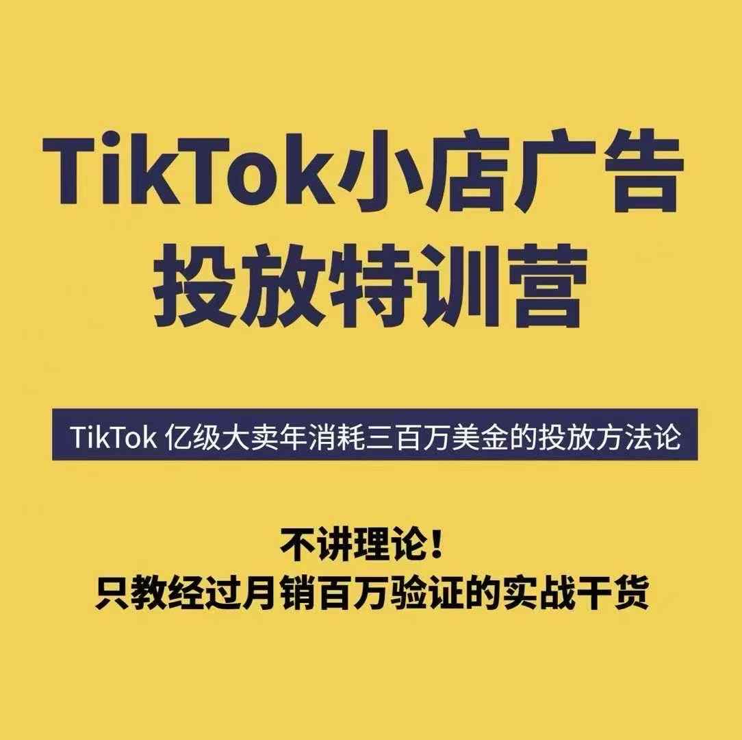 TikTok小店广告投放特训营，6天破局计划专治各种“投不动”，教你经过月销百万验证的实战干货-立业有术