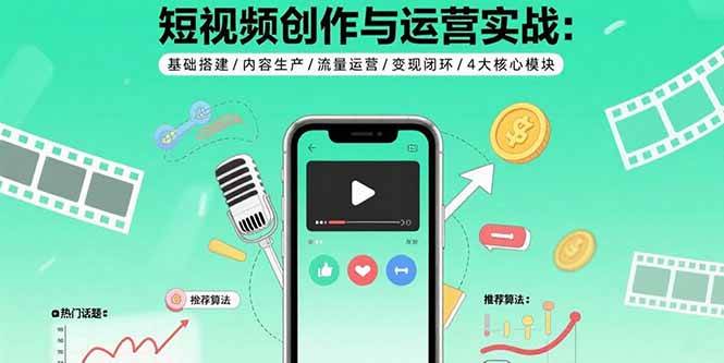 （15819期）短视频创作与运营实战：基础搭建/内容生产/流量运营/变现闭环/4大核心模块-立业有术