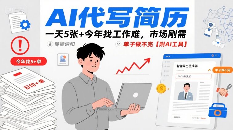 AI代写简历，一天5张+今年找工作难，市场刚需，单子做不完【附AI工具】-立业有术