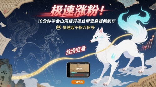 极速涨粉！10分钟学会山海经异兽丝滑变身视频制作，快速起千粉万粉号-立业有术
