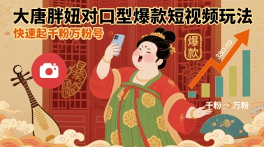 大唐胖妞对口型爆款短视频玩法，快速起千粉万粉号-立业有术