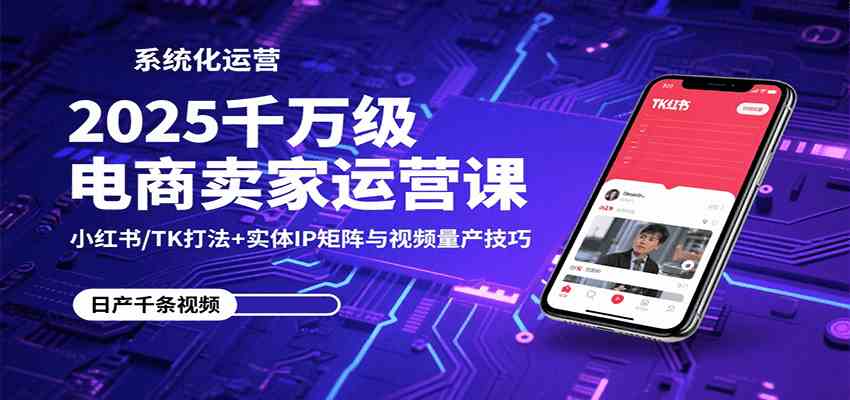 2025千万级电商卖家运营课：小红书/TK打法+实体IP矩阵与视频量产技巧-立业有术
